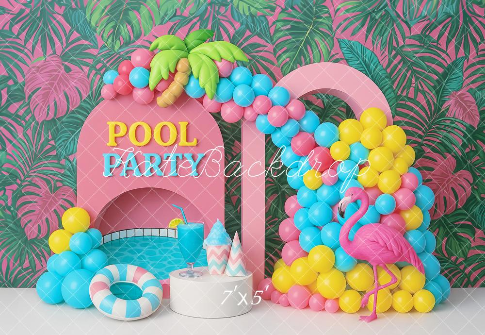 Kate Pool Party Balloons Flamingo Backdrop Designed by Ashley Paul - Kate Backdrop AU