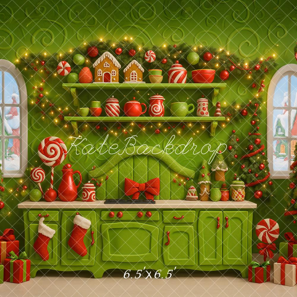 Kate Green Christmas Trees  Kitchen Gingerbread Backdrop Designed by Ashley Paul