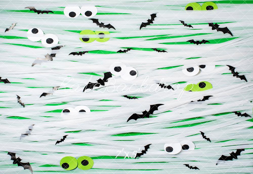 Kate Halloween Eyes Bats Green Backdrop Designed by Rose Abbas