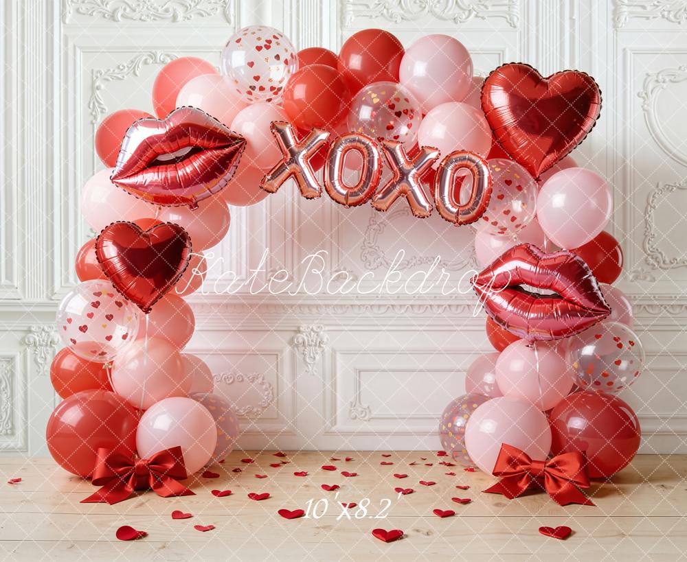 Kate Valentines Balloon Arch Lips Hearts Backdrop Designed by Emetselch