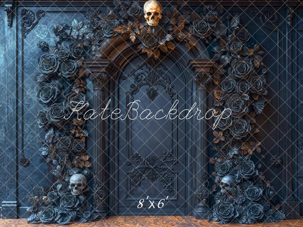 Kate Gothic Skull Rose Arch Fleece Backdrop Designed by Emetselch - Kate Backdrop AU