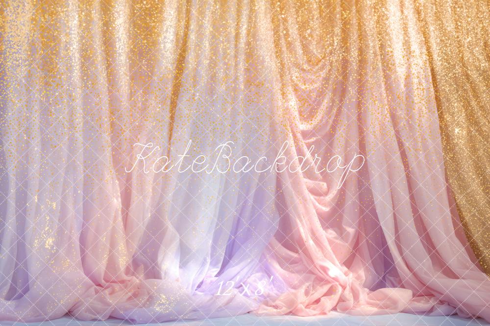 Kate Gold Glitter Ombre Draped Backdrop Designed by Emetselch