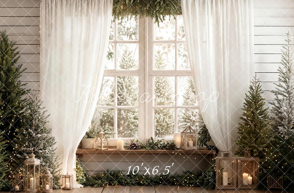 Kate Christmas Window Curtain Fleece Backdrop Designed by Emetselch