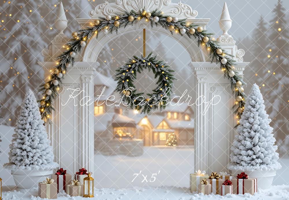 Kate Christmas Snow Arch Wreath Backdrop Designed by Mini MakeBelieve