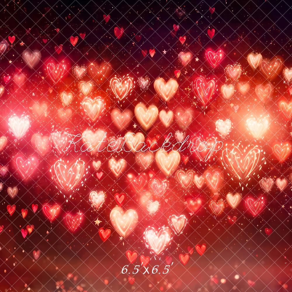 Kate Valentine's Day Red Hearts Bokeh Backdrop Designed by Emetselch