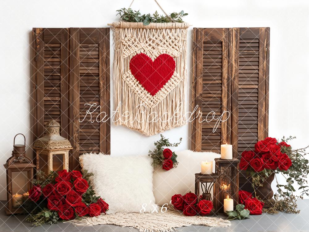 Kate Valentine Macrame Heart Red Backdrop Designed by Emetselch