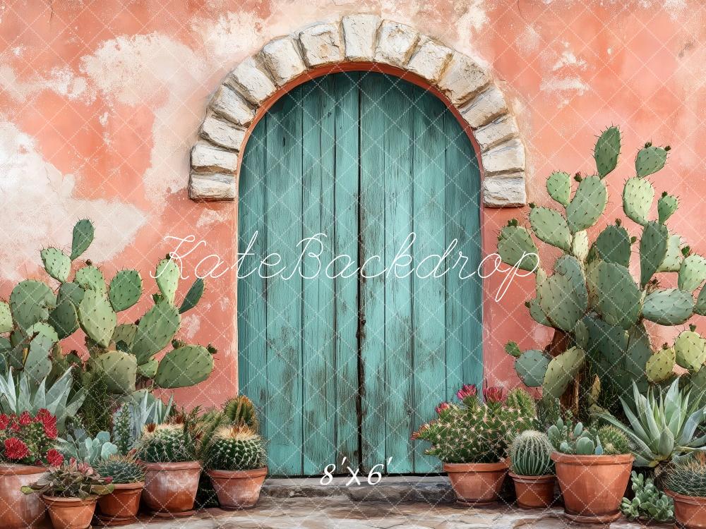 Kate Cactus Potted Plants Rustic Door Backdrop Designed by Patty Roberts - Kate Backdrop AU