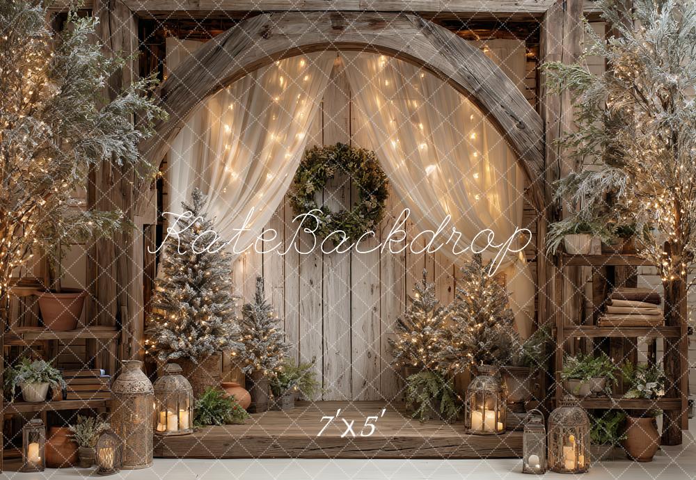 Lightning Deals-C1 Kate Christmas Rustic Archway Trees Backdrop Designed by Ashley Paul