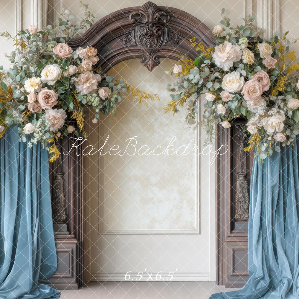 Kate Flower Blue Drapes Backdrop Designed by Mini MakeBelieve - Kate Backdrop AU