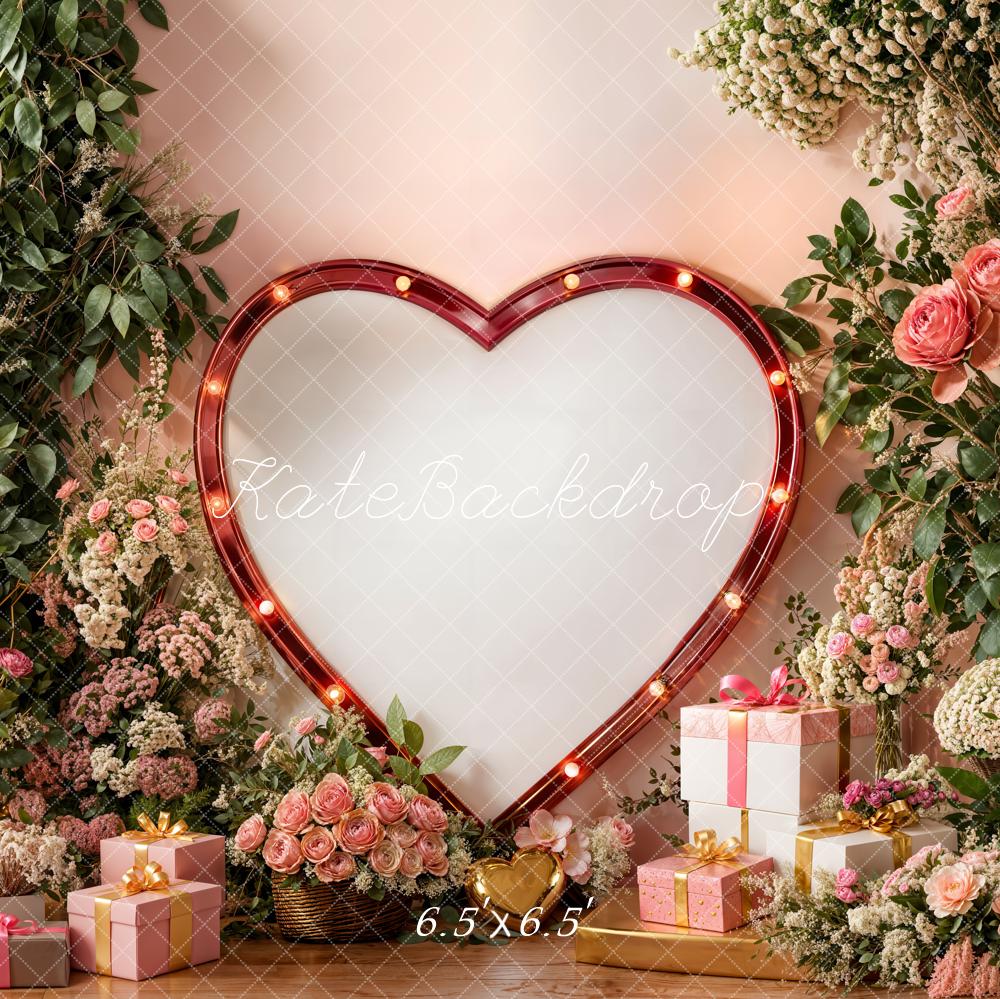 Kate Heart Frame Flowers Balloons Valentine Backdrop Designed by Emetselch