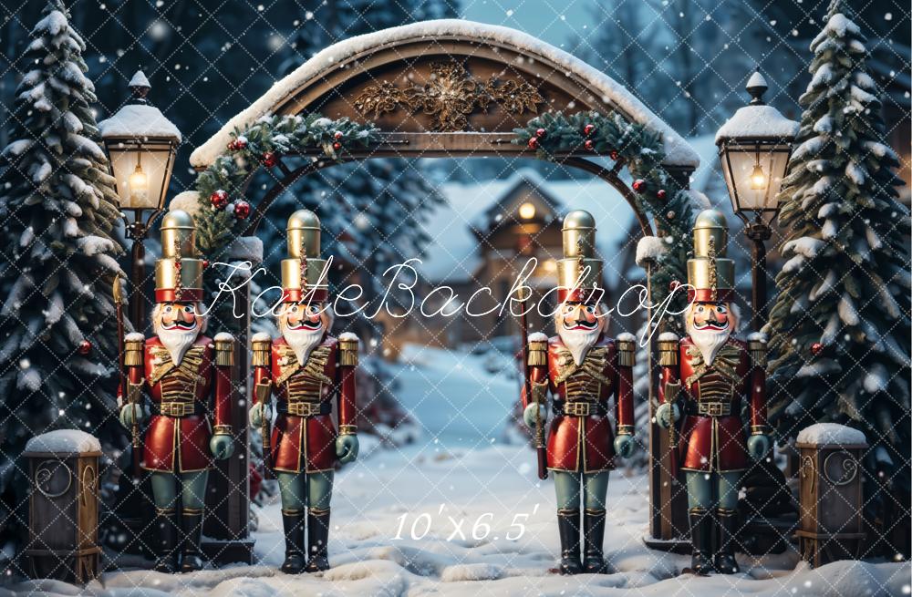 Kate Christmas Nutcracker Archway Snow Backdrop Designed by Emetselch - Kate Backdrop AU