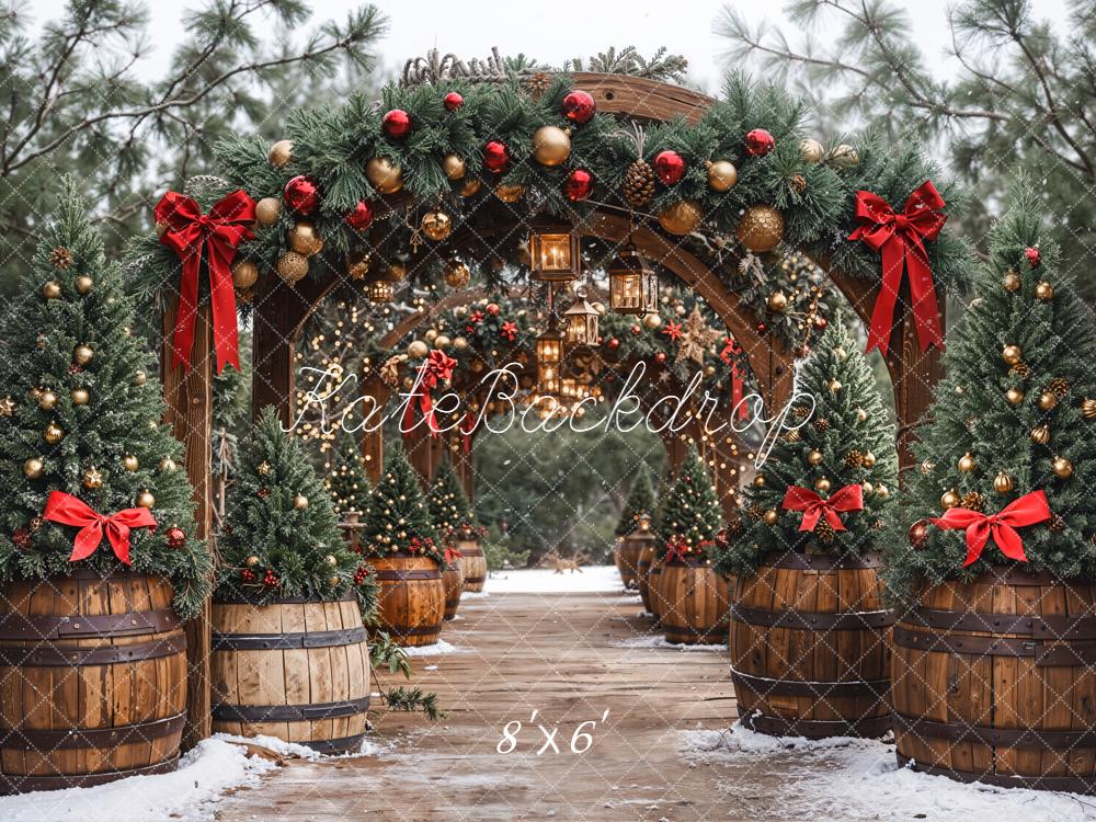 Kate Christmas Arch Pine Trees Backdrop Designed by Emetselch - Kate Backdrop AU