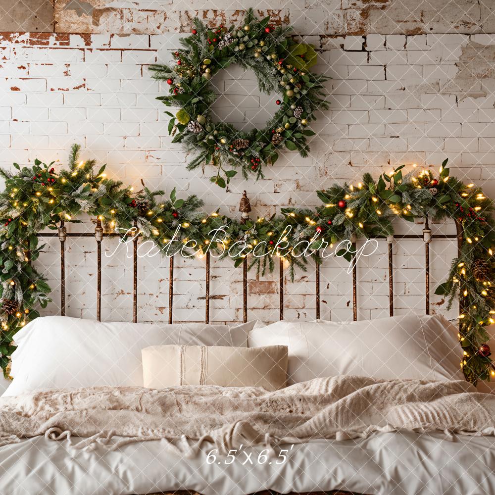 Kate Christmas Headboard Brick Wall Backdrop Designed by Emetselch - Kate Backdrop AU