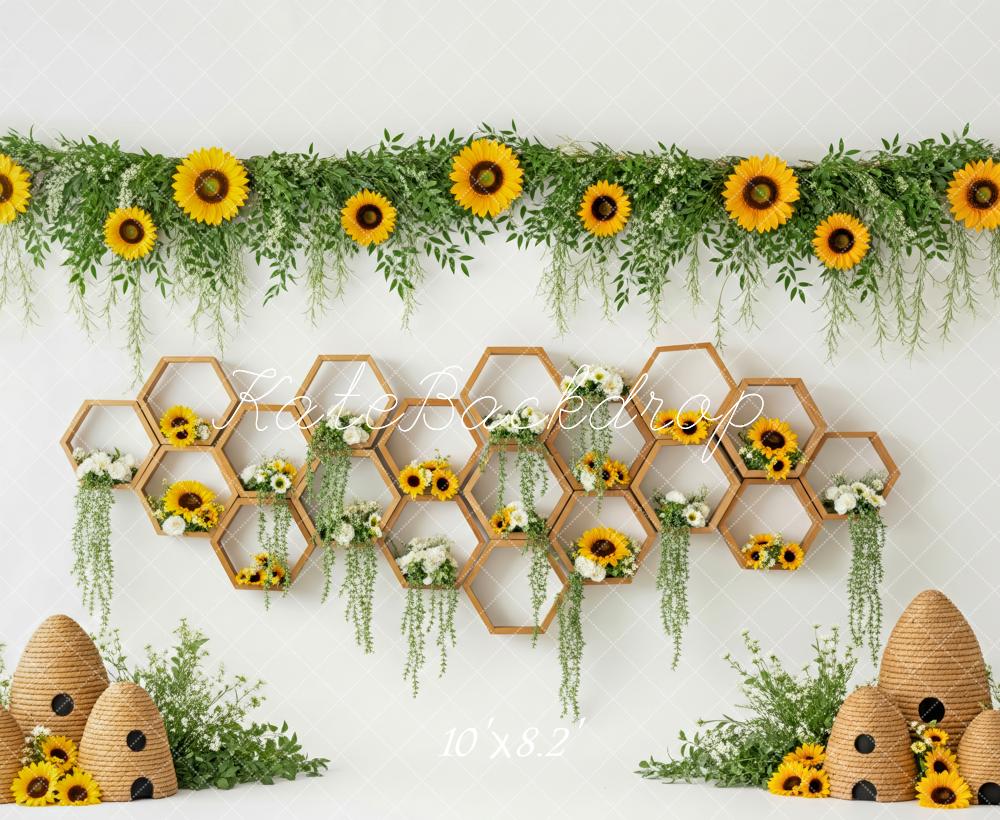Kate Sunflower Hexagon Hive Cake Smash Backdrop Designed by Patty Roberts