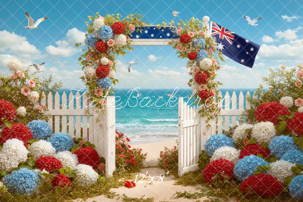 Kate Australia Flower Arch Ocean Gate Backdrop Designed by Emetselch