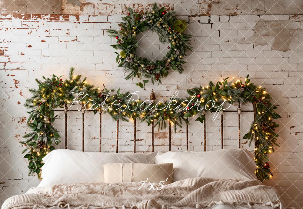 Kate Christmas Headboard Brick Wall Backdrop Designed by Emetselch - Kate Backdrop AU