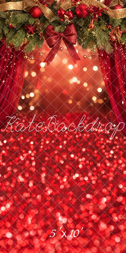 Kate Sweep Christmas Red Curtain Bokeh Backdrop Designed by Emetselch - Kate Backdrop AU