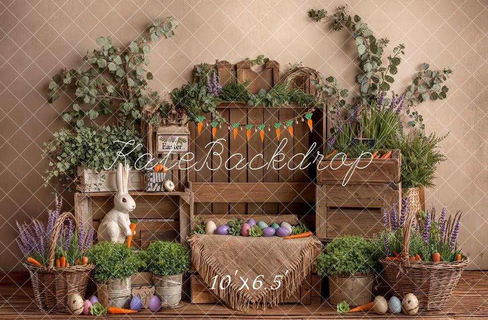 Kate Easter Bunny Carrots Wooden Crates Backdrop Designed by Emetselch