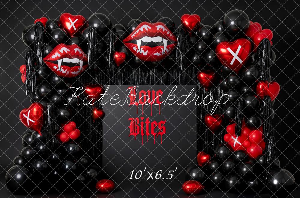 Kate Halloween Vampire Lips Heart Balloons Backdrop Designed by Patty Roberts
