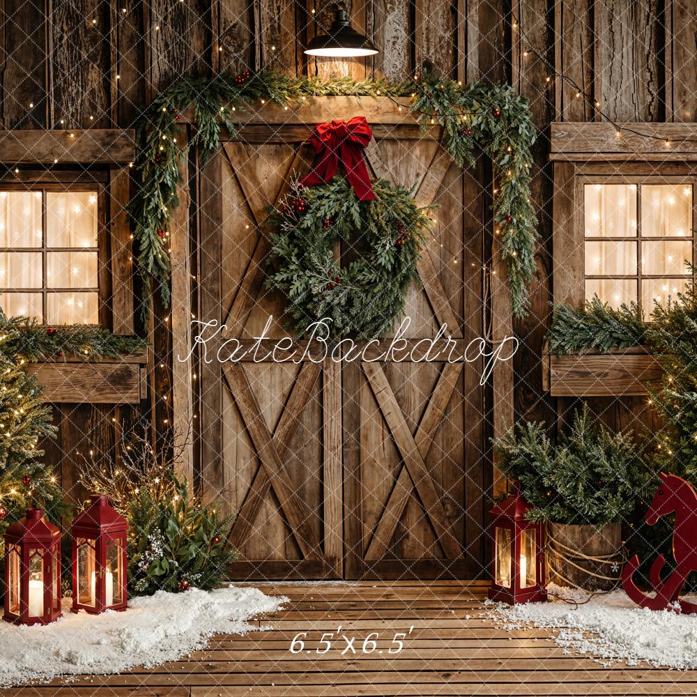 Kate Christmas Rustic Barn Door Backdrop Designed by Emetselch