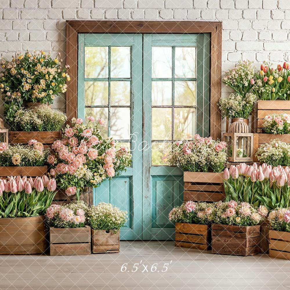 Kate Flower Brick Wall Door Backdrop Designed by Emetselch