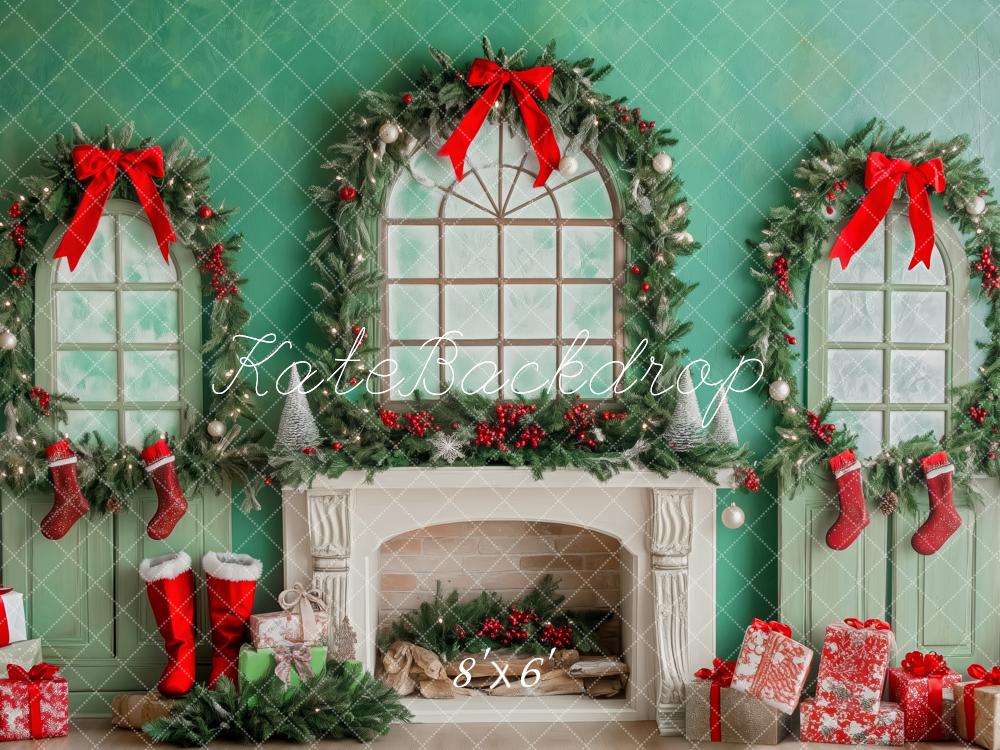 Kate Green Christmas Fireplace SBackdrop Designed by Patty Roberts - Kate Backdrop AU