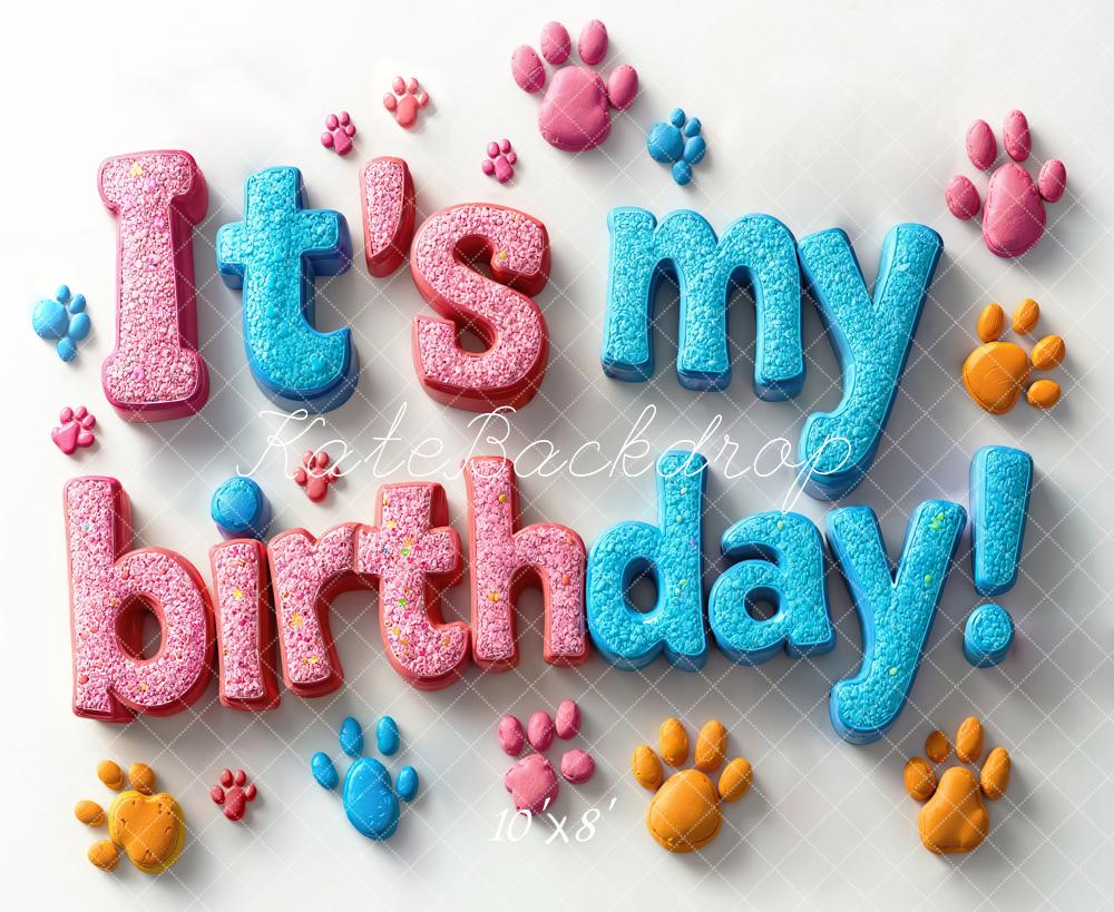 Kate Birthday Colourful Paw Backdrop Designed by Emetselch
