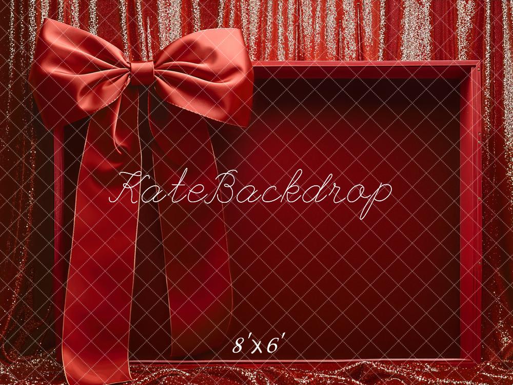 Kate Red Box Ribbon Glitter Curtain Backdrop Designed by Emetselch
