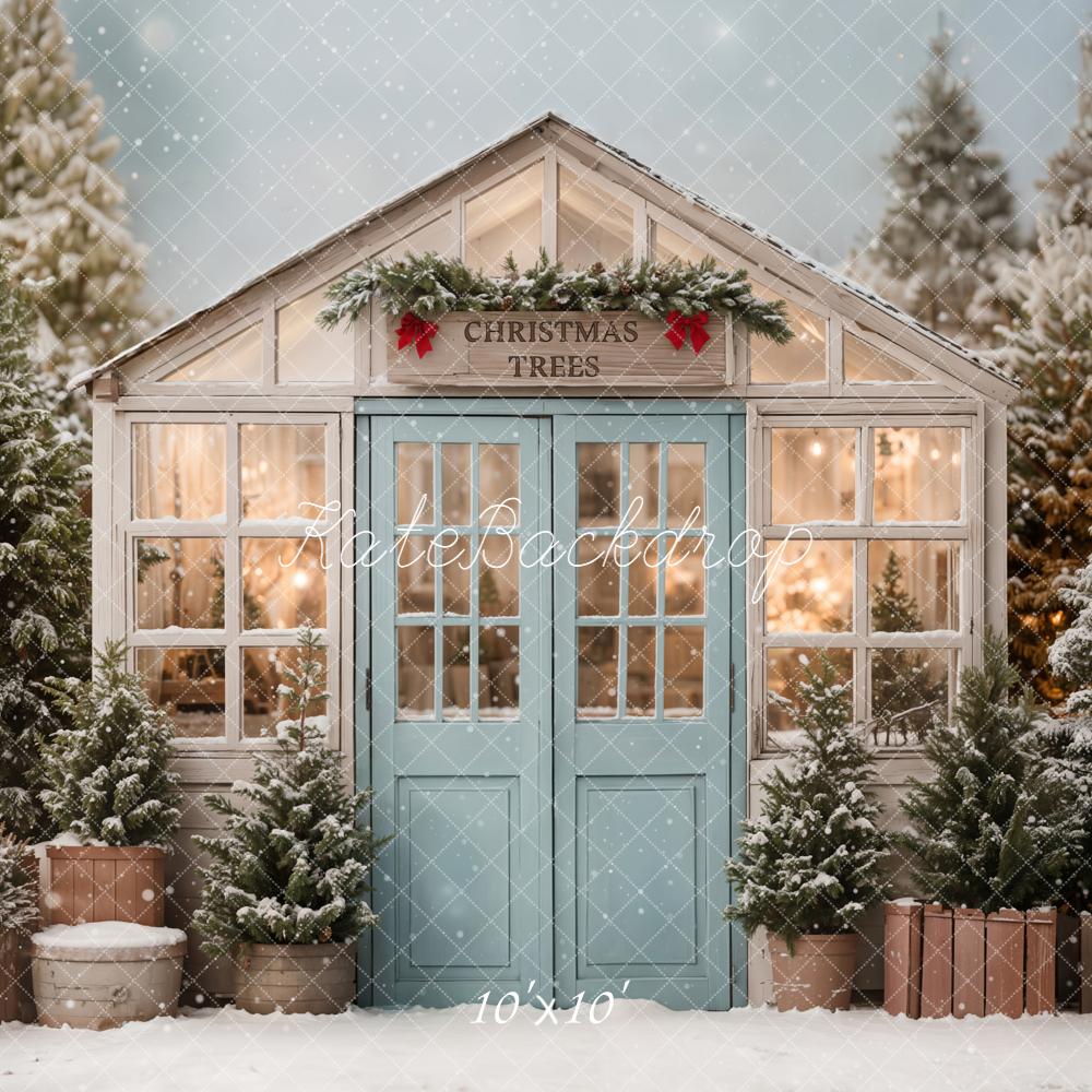 Kate Christmas Trees House Snowy Backdrop Designed by Emetselch