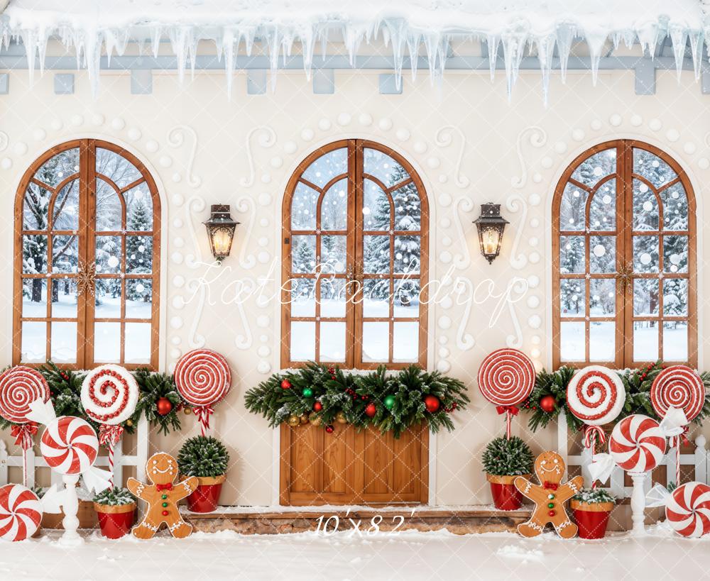 Kate Christmas Gingerbread Lollipops Candy House Backdrop Designed by Chain
