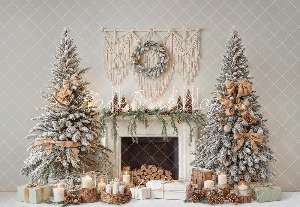 Kate Christmas Trees Fireplace Backdrop Designed by Emetselch - Kate Backdrop AU
