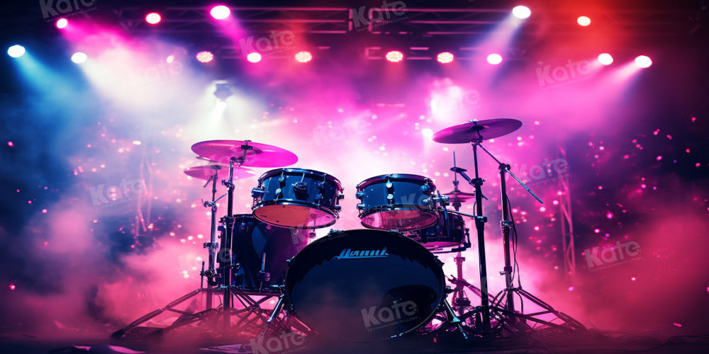 Kate Drum Kit Smoke Colourful Stage Lights Backdrop Designed by Chain - Kate Backdrop AU