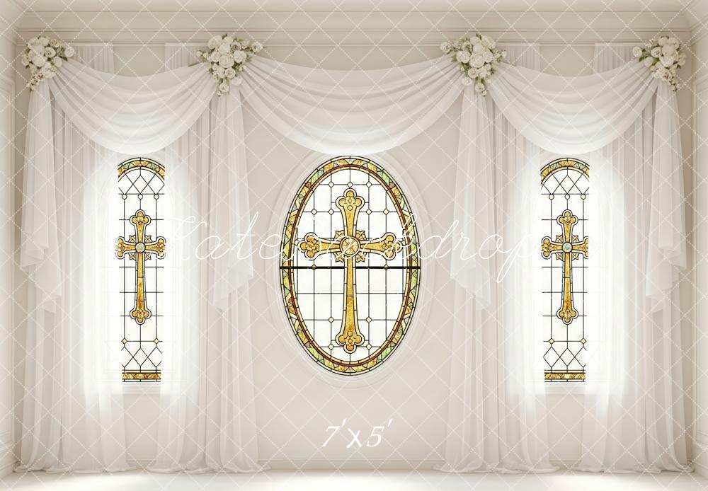 Kate Window Cross White Drapes Backdrop Designed by Patty Roberts