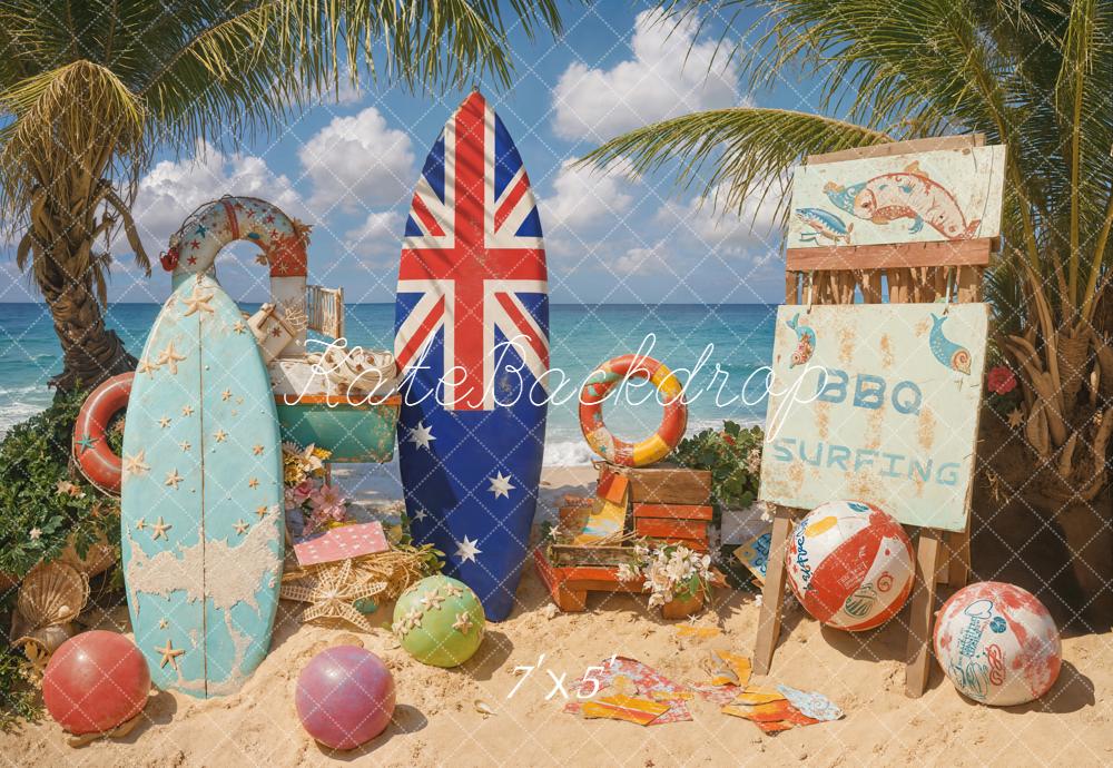 Kate Summer Surfboards BBQ Beach Backdrop Designed by Emetselch