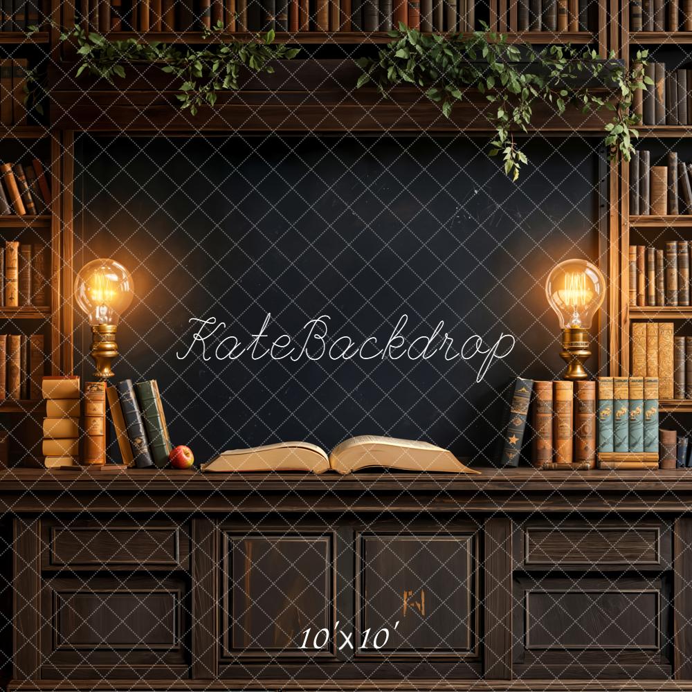 Kate Library Bookshelves Vintage Backdrop Designed by Emetselch - Kate Backdrop AU