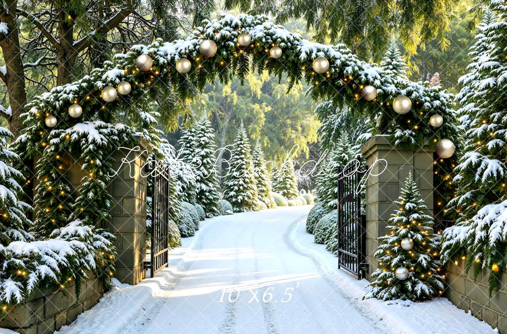 Kate Christmas Snowy Pine Gate Archway Backdrop Designed by Mini MakeBelieve - Kate Backdrop AU