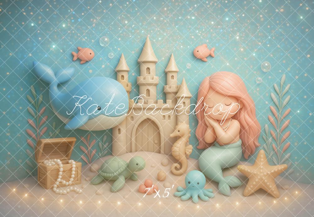 Kate Mermaid Sandcastle Sea Backdrop Designed by Ashley Paul