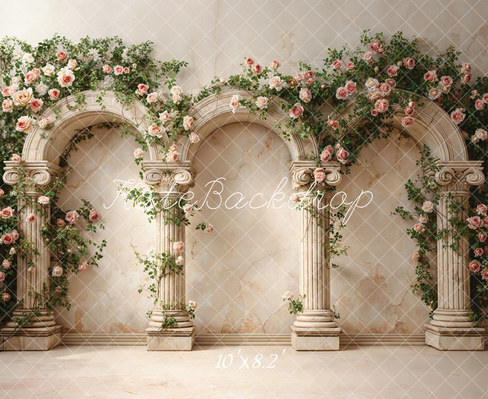 Kate Flower Arch Wedding Columns Backdrop Designed by Emetselch