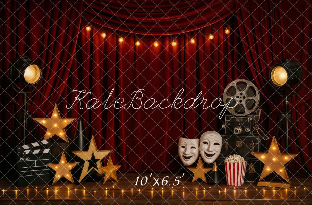 Kate Red Curtains Spotlights Movie Elements Backdrop Designed by Patty Roberts