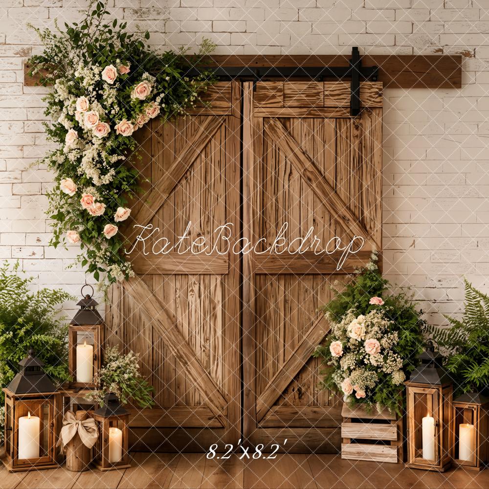 Kate Spring Barn Door Flowers Backdrop Designed by Emetselch