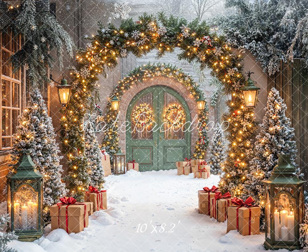 Kate Christmas Snowy Arch Fleece Backdrop Designed by Emetselch