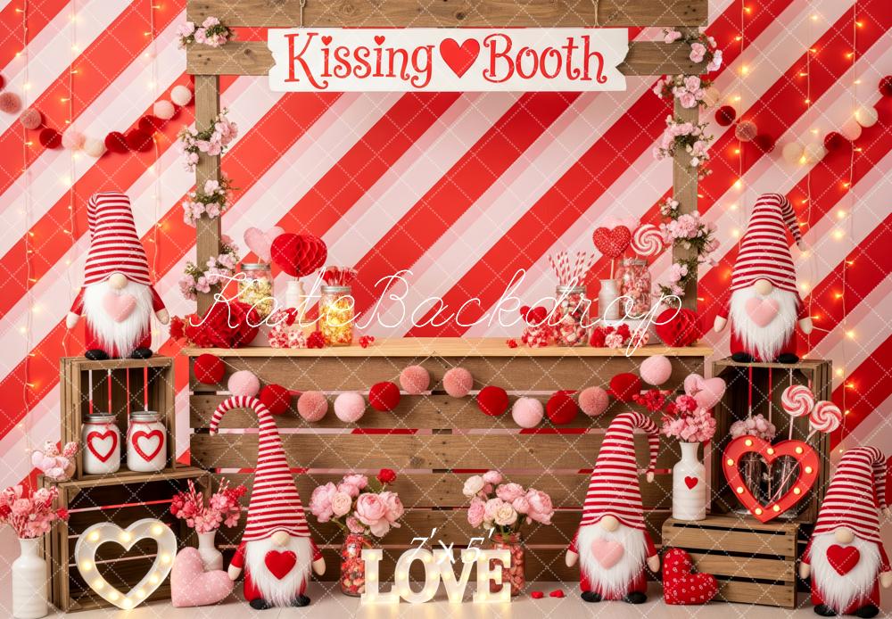 Kate Valentine Kissing Booth Gnomes Hearts Backdrop Designed by Patty Roberts