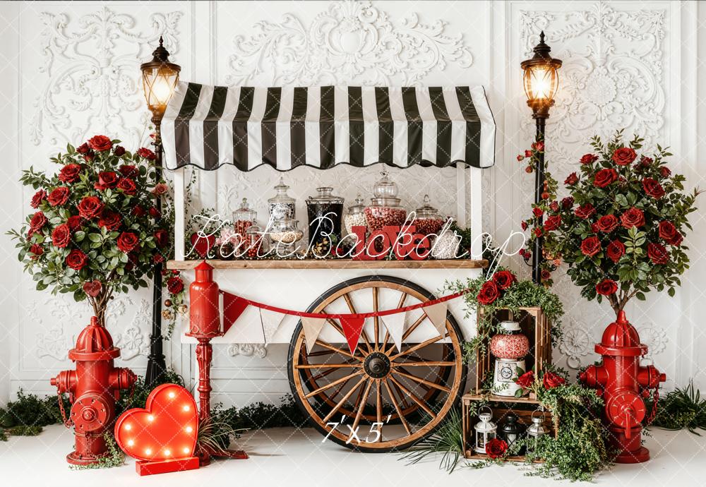 Kate Valentine Candy Cart Hydrants Backdrop Designed by Emetselch