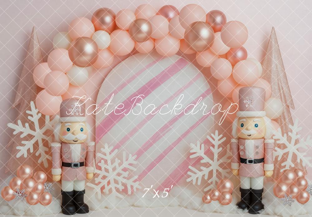 Kate Christmas Nutcracker Pink Balloon Arch Backdrop Designed by Mini MakeBelieve - Kate Backdrop AU