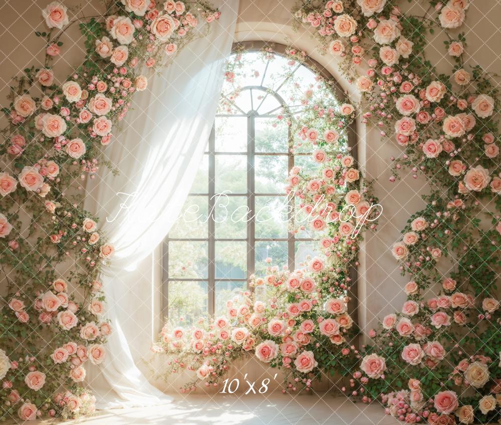Kate Flower Arch Window Fleece Backdrop Designed by Emetselch - Kate Backdrop AU