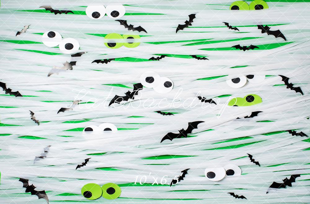 Kate Halloween Eyes Bats Green Backdrop Designed by Rose Abbas