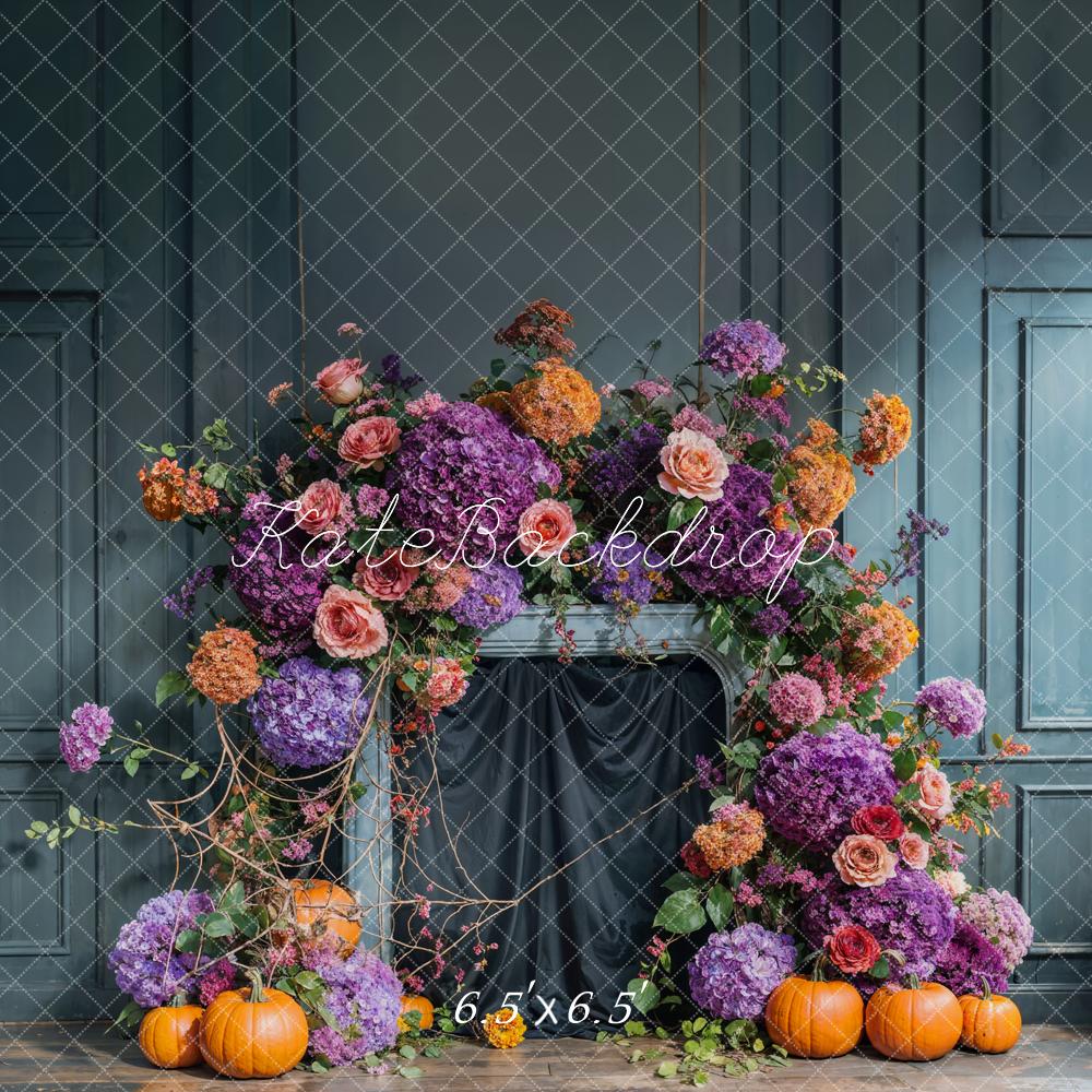 Kate Autumn Flower Arch Pumpkins Backdrop Designed by Emetselch
