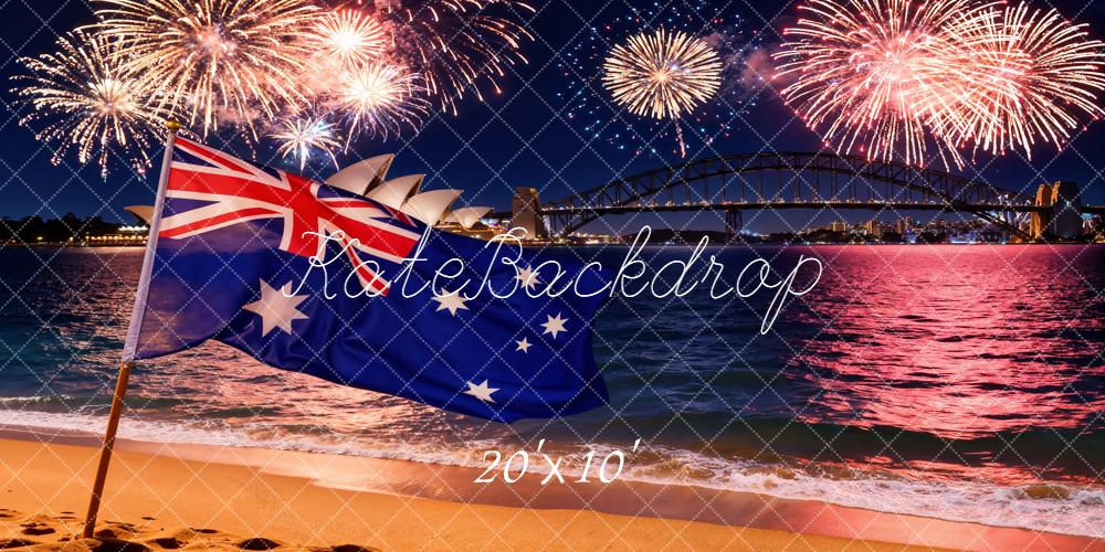 Kate Australia Day Fireworks Beach Night Backdrop Designed by Chain