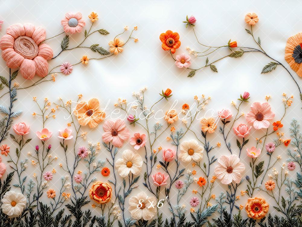 Kate Embroidered Flowers Backdrop Designed by Mini MakeBelieve