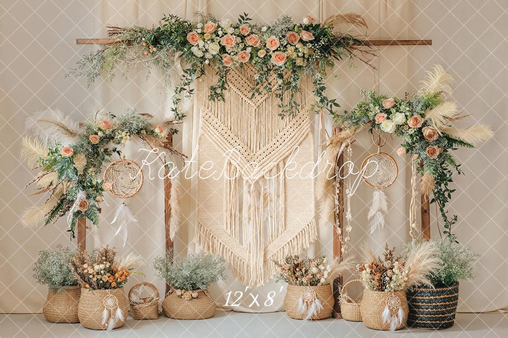 Kate Boho Macrame Dreamcatcher Flowers Backdrop Designed by Emetselch